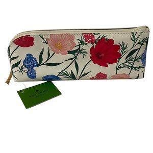 Kate Spade White & Pink/Red Floral Pencil Case with Accessories - NWT**